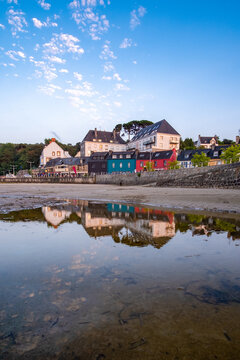 Beautiful village of Morgat with the sand beach and rocky coastline, Finistere, Brittany (Bretagne), France