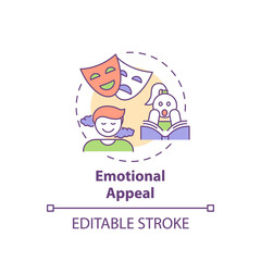 Emotional appeal concept icon. Creative writing elements. Manipulation of readers emotions and feelings idea thin line illustration. Vector isolated outline RGB color drawing. Editable stroke