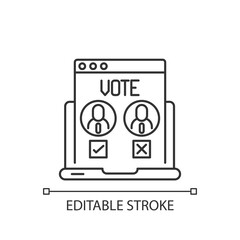 Online voting linear icon. Electronic polls. Election system. E-voting. Balloting. Thin line customizable illustration. Contour symbol. Vector isolated outline drawing. Editable stroke
