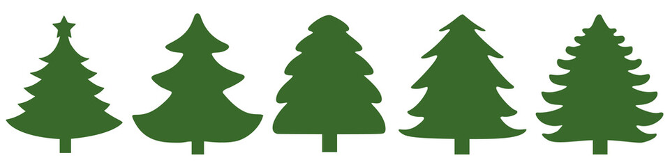 New Year green trees in the set.