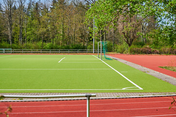 An empty soccer field that is closed due to the high number of infections caused by Covid-19. © Mickis Fotowelt