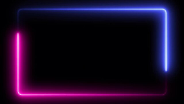 Looped animated blue and pink neon sign rectangle
