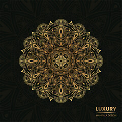 Luxury ornamental decoration mandala design background in gold color.