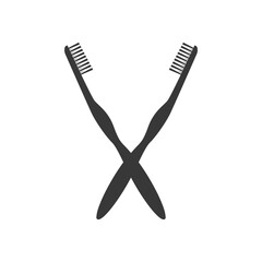 Toothbrush with toothpaste silhouette. Vector illustration isolated on background. Flat design