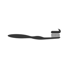 Toothbrush with toothpaste silhouette. Vector illustration isolated on background. Flat design