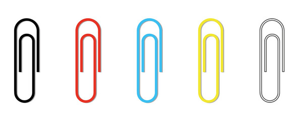 Clip. A set of paper clips. Isolated icons on white background