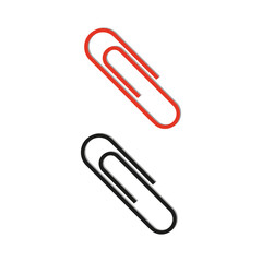 Clip. Red and black paperclip. Isolated icons on white background