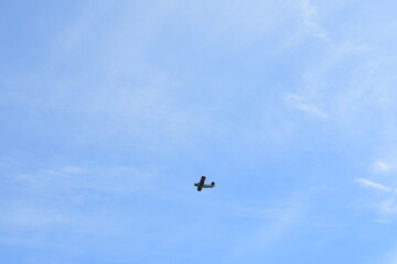 Fototapeta na wymiar airplane flying over sky