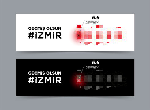 Turkey big disasters in Izmir Turkey from Aegean earthquake 6.6 Richter at Samos,Greece.get well soon izmir (Translation: Gecmis olsun izmir) vector illustration.