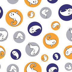 Ghostly Halloween cute spotted ghost pattern