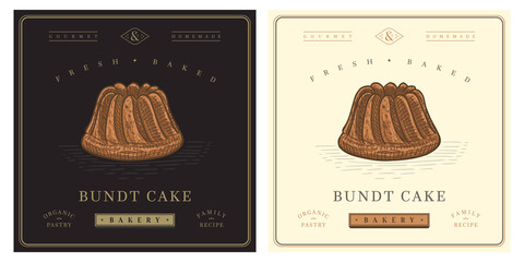 Bundt Cake Babka cake retro vintage illustration