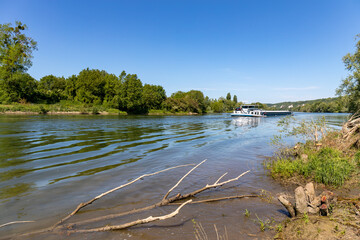 Barge moving on Seine River near Giverny, France