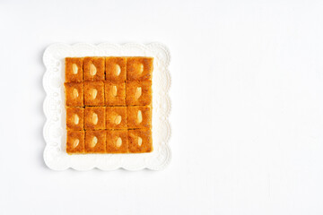 Middle eastern semolina sweets basbousa , namoora, hareesa