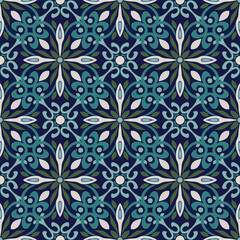 Fototapeta premium Vector ornamental intricate geometric seamless pattern background.