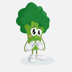 broccoli vegetable mascot in cute pose