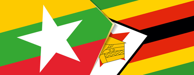 Myanmar and Zimbabwe flags, two vector flags.