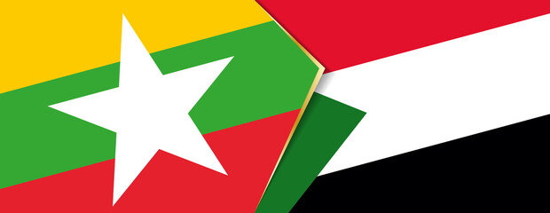 Myanmar and Sudan flags, two vector flags.