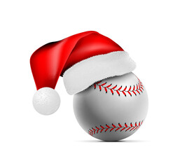 Baseball ball with Santa Claus hat. Vector illustration