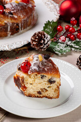 Delicious homemade Christmas bread with fruits and nuts. 
