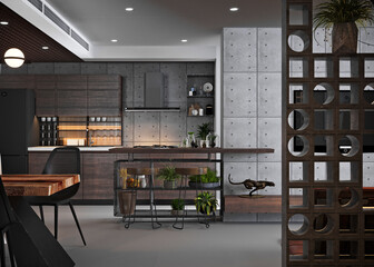 3d render of modern luxury apartment interior