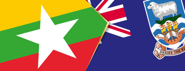 Myanmar and Falkland Islands flags, two vector flags.