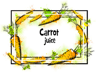 Vintage label with carrots. Vector illustration background for design