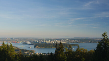 Fototapeta premium Aerial view of city of Vancouver, Canada at Golden Hour