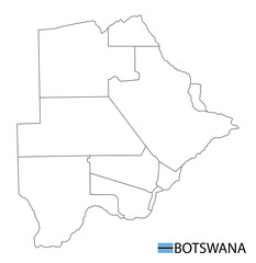 Botswana map, black and white detailed outline regions of the country.