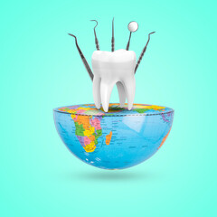 World Oral Health Day, Tools for examining teeth. Dentistry concept, dental day, world dental day,...