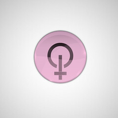 world Women's day,  March 8 women's day symbol by electronic power button. Holiday women's day concept with electronic power button . power button on Female day shape isolated on background,electronic