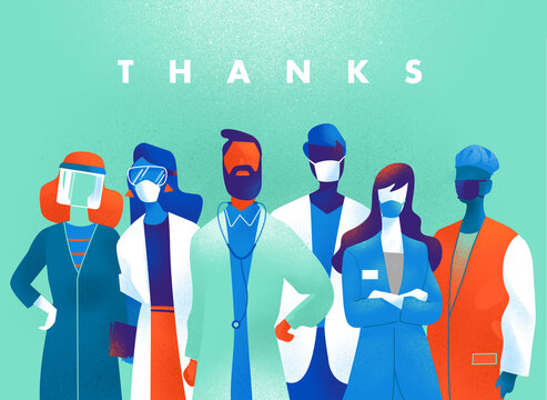 Cartellina di ringraziamento per medici e infermieri che indossano le mascherine