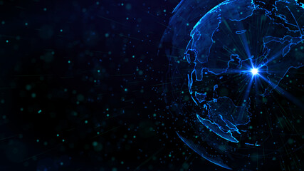 Obraz na płótnie Canvas Digital blue planet of Earth, 3D animation