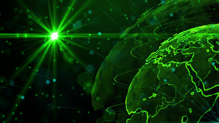 Digital green planet of Earth, 3D animation