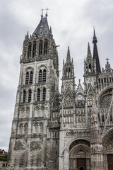 Fragment of (Cathedrale de Notre-Dame, 1202 - 1880). Rouen in northern France on River Seine - capital of Haute-Normandie (Upper Normandy) region and historic capital city of Normandy.