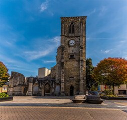Fototapeta na wymiar A frontal view of the ruins of a fourteen-century church in Southampton, UK in Autumn