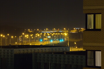 Fototapeta na wymiar View of the Moscow highway at night.
