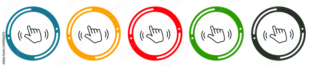 Poster touch icon set. flat design vector illustration in 5 colors options for web design