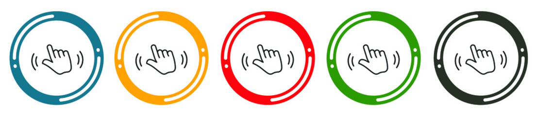 Obraz premium Touch icon set. flat design vector illustration in 5 colors options for web design