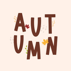 Happy Autumn Background, Autumn Leaves Icon Vector Illustration Background