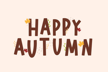 Happy Autumn Background, Autumn Leaves Icon Vector Illustration Background