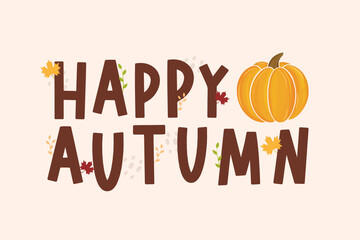 Happy Autumn Background, Autumn Leaves Icon Vector Illustration Background