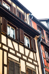 Example of beautiful old architecture on half timbered buildings seen from Strasbourg France