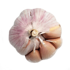 Garlic isolated on white background top view