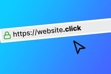 url browser bar with a website with a click domain - obrazy, fototapety, plakaty