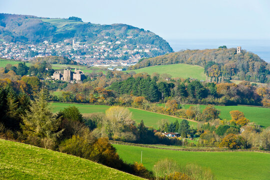 Dunster Castle and Minehead from Withycombe Hill, Dunster, Somerset