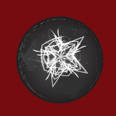 circular white graceful line vector pattern. Imitation of drawing with white chalk on a blackboard. Outline illustration icon