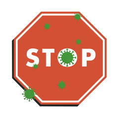 Stop sign with coronavirus