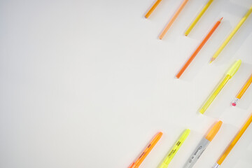 Graphic composition of warm color pencils