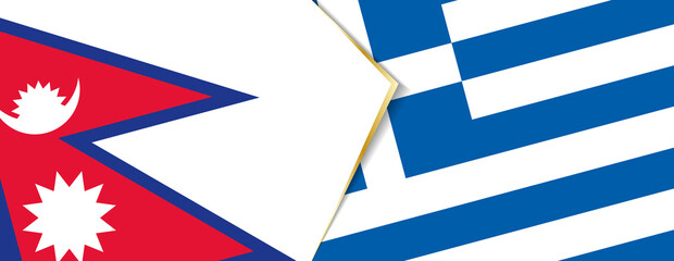Nepal and Greece flags, two vector flags.