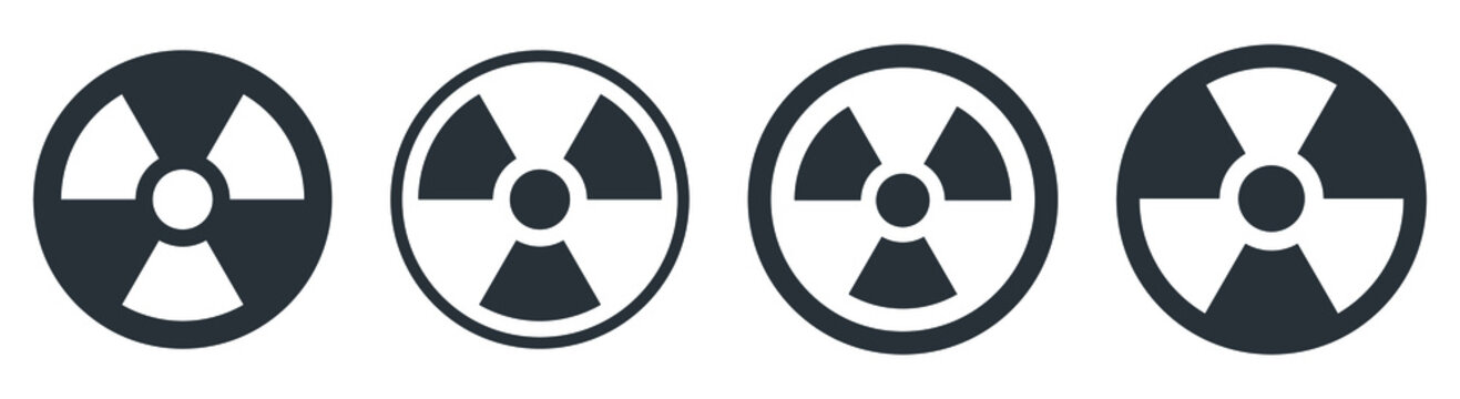 RADIATION Hazard sign in circle, radiation nuclear symbol icon